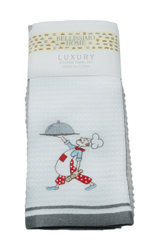 2 Pack Waffle Tea Towel Set, Chef