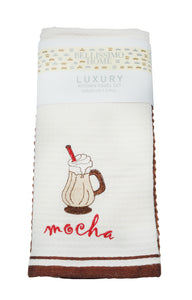2 Pack Waffle Tea Towel Set, Mocha