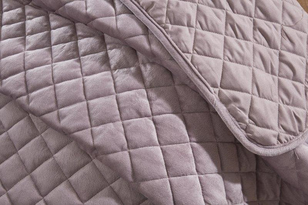 Quilted Velvet Bedspread With Pillowshams, Heather