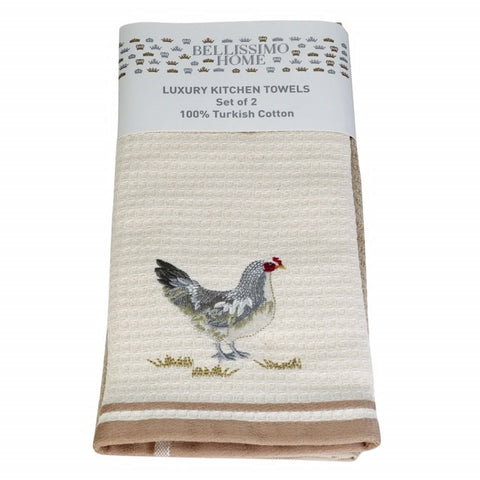2 Pack Waffle Tea Towel Set, Rooster