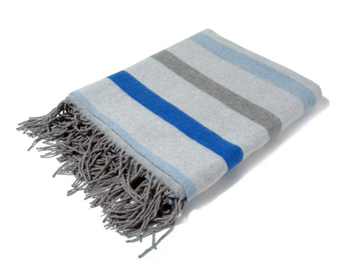 Athens Blue Stripe Cotton Rich Throw